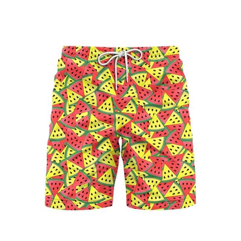 Cartoon cute pineapple 3D printed mens shorts fruit watermelon casual beach shorts fast drying fashionable streetwear shorts X250410
