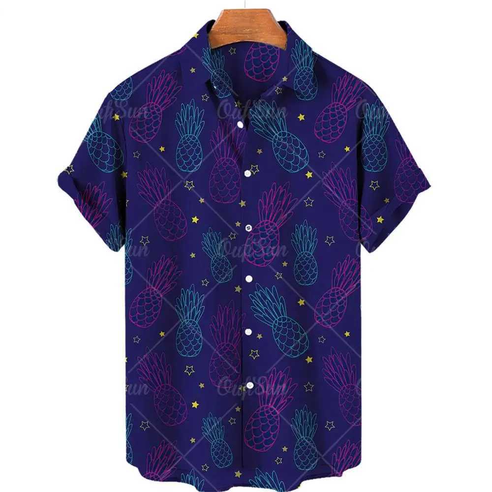 New 3D oversized geometric print Hawaiian summer beach casual mens short sleeved top comfortable Chinese style X250410