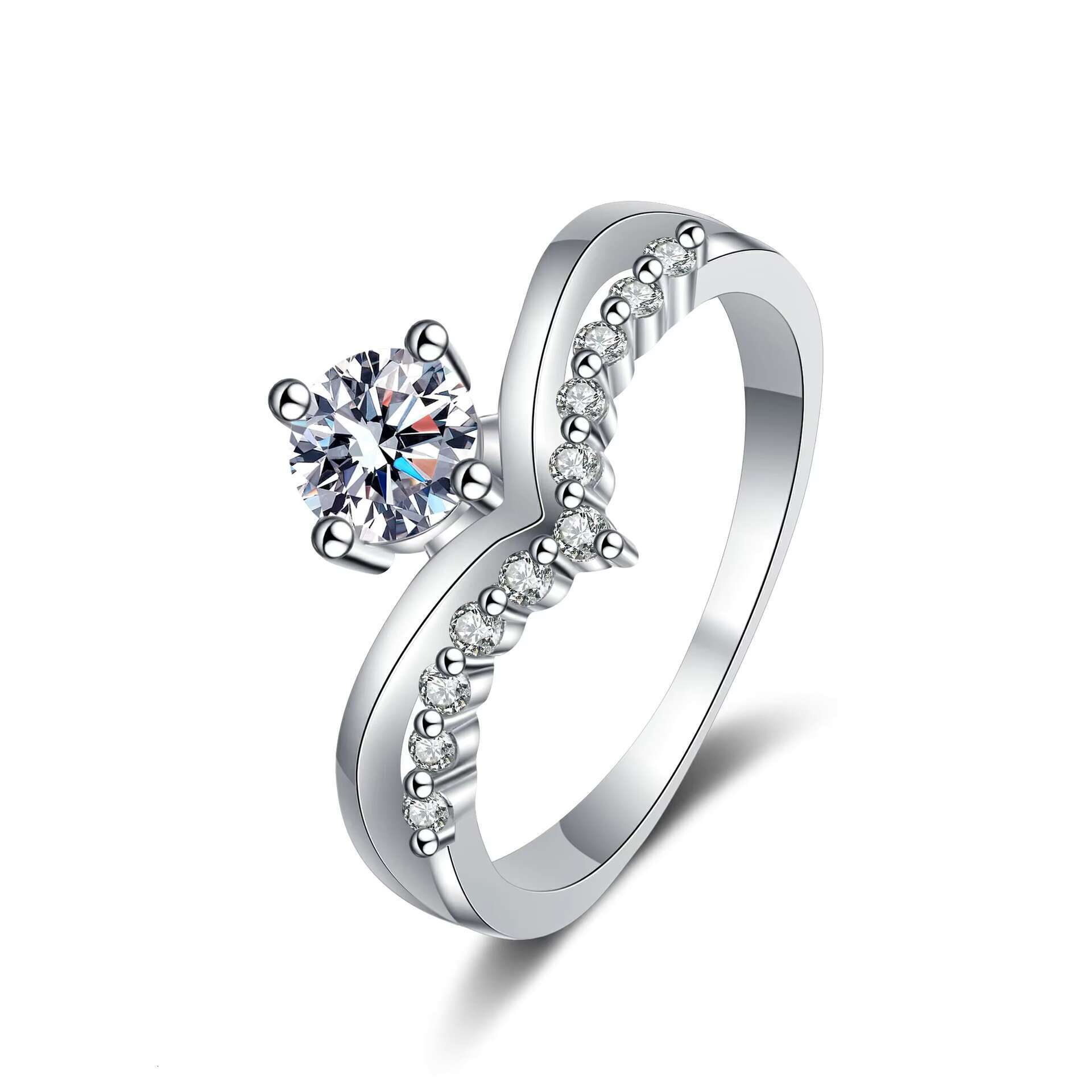 2024 New Cross-border Trend Rings Jewelry Women Creative Design Moissanite Ring Light Luxury 925 Sterling Silver Rings