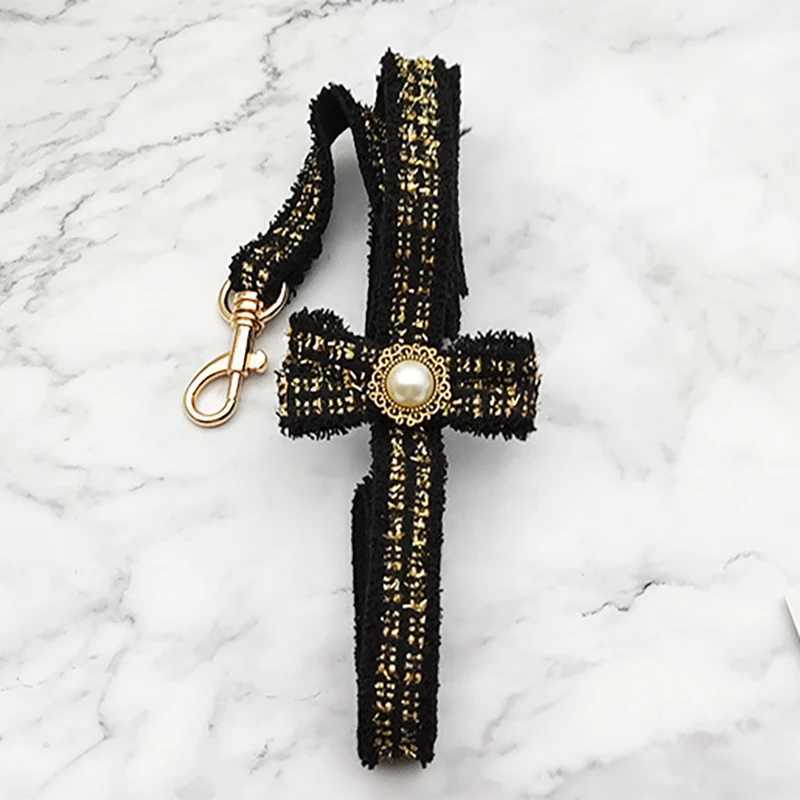 Lace Dog Leash Collar Set Vintage Bowknot Pearl Bells Girl Dog Adjustable Collar for Small Medium Dogs Puppy Collar Pet Supplies J251110