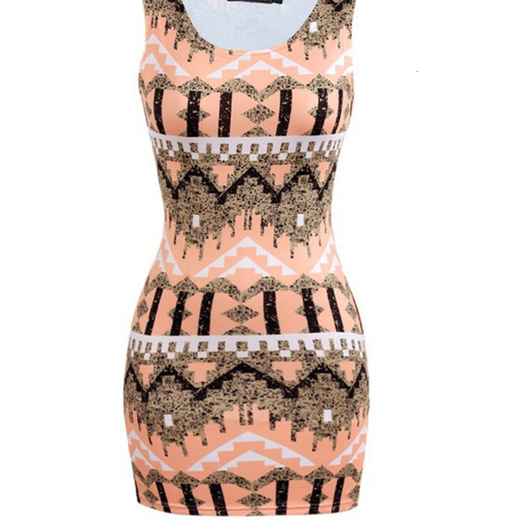 2025 Summer New Fashion Round Neck Sleeveless Printed Pencil Dress
