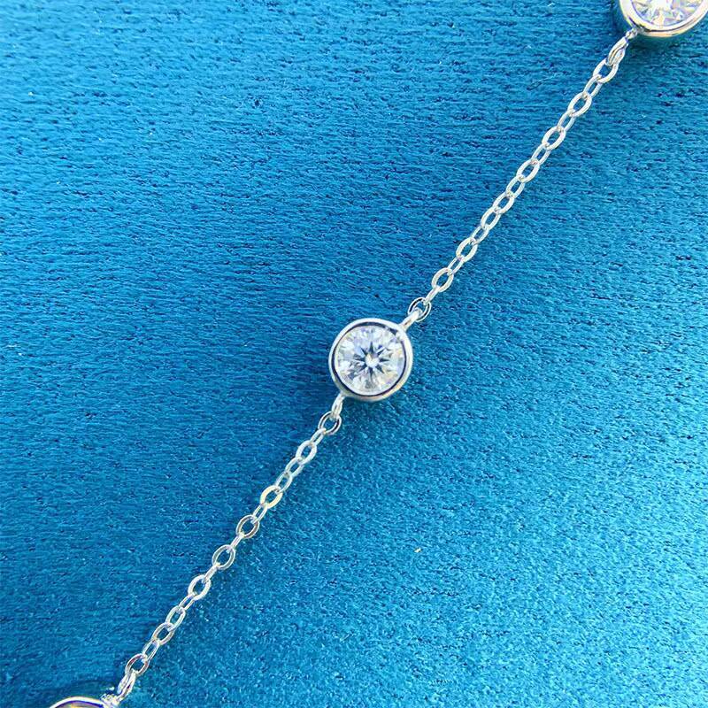 Wholesale 925 Sterling Silver 25ct Moissanite Diamond Bubble Clavicle Necklace Elegant Bezel Set Jewelry for Ladies
