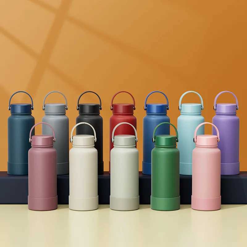 Fashionable cup 650/1000/1150ml Cute Thermos Bottle Large With Handle Stainless Steel 304 Thermal Cup Portable Sport Water Bottle Gift Y251110