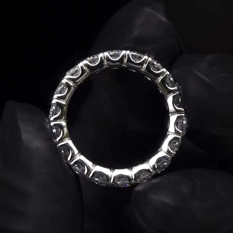 Fashion Jewelry S925/9K/14K/18K Gold Full Circle Diamond Round Moissanite Eternity Hip Hop Band Rings