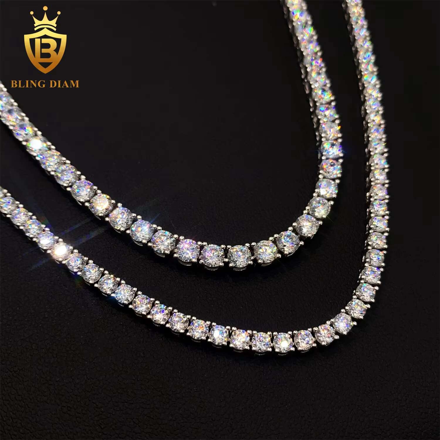 Pass Diamond Tester GRA Certificate Hip Hop 925 Sterling Silver Tennis Necklace Bracelet VVS Moissanite Tennis Chain for Women