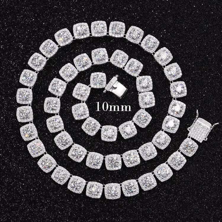 Super Bling Large Moissanite Diamond Tennis Necklace bracelet 8/10/12mm Wide Pure S925 Tennis Chain
