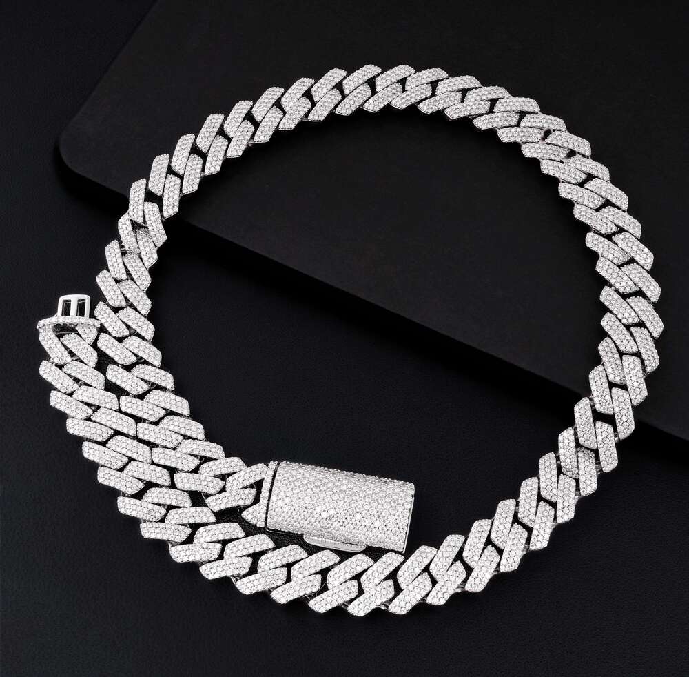 Hip Hop Iced Out GRA Moissanite Dia k Chain S Sier 6mm One Row 16~26 Inches Cuban Necklace