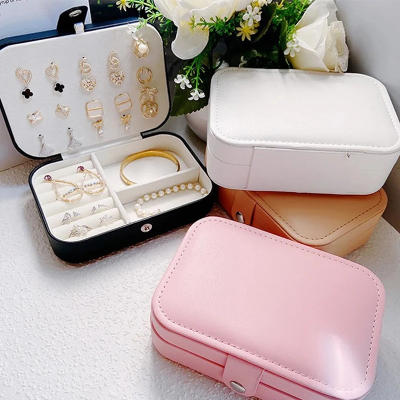 High-capacity Jewelry Storage Box PU Leather Necklace Ring Earrings Travel Portable Jewelry Box Tidy Small Exquisite Display Box 250409