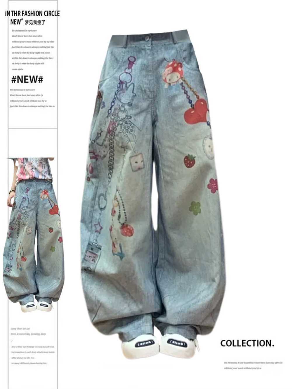 Womens Jeans American Retro Wide Fit Baggy Denim Pants Y2k Wide-legged Dragging Pants Trousers High Street Japanese New C251110