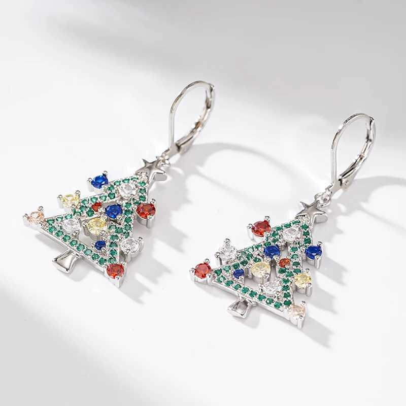 Huitan Creative Colorful Christmas Tree Drop Earrings for Women Shiny Fancy Cubic Zirconia Festival Jewelry Charms Party Jewelry J251110