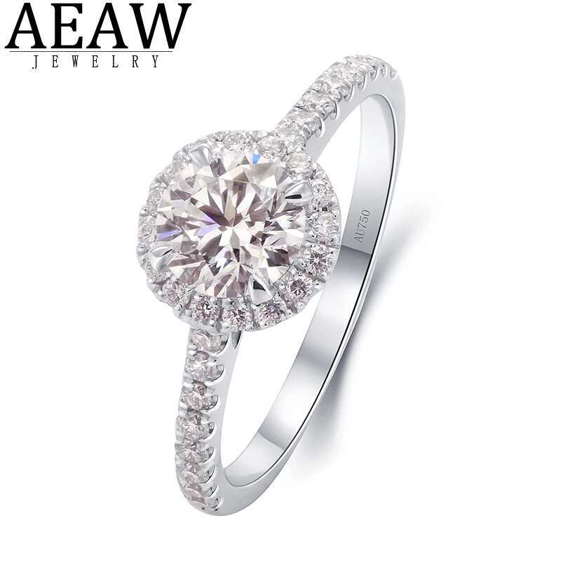IGI CVD HPHT Lab Grown Diamond 14k Gold 1.0Carat Brilliant Diamond Halo Engagement Rings For Women Girls Promise Gift Jewelry
