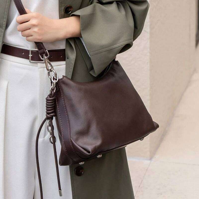 Burminsa Cowhide Genuine Leather Underarm Shoulder Bags For Women 2025 Luxury Designer Crossbody Hobos Crescent Ladies Handbags