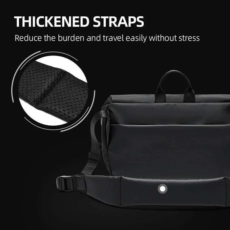 Messenger Men, Large Capacity Waterproof Shoulder , Casual Crossbody Bag Fit 9.7 Inch Ipad For Travel Black