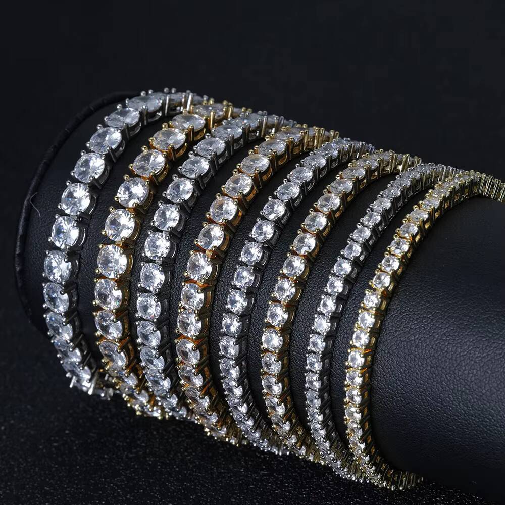 Wholesale Hip Hop Jewelry 3mm 4mm 5mm Iced Out Tennis Chain Necklace White Gold Shiny CZ Diamond Necklace for Women