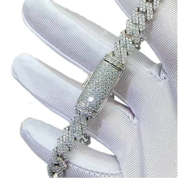 Madonna 10mm Cuban Link Chain Moissanite Bracelet S925 Sterling Diamond Hip Hop Style Chic Necklaces for Women