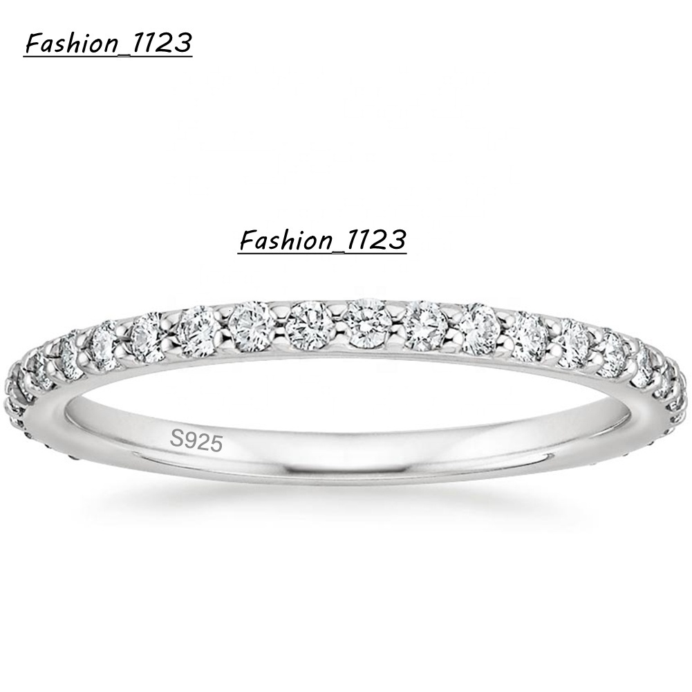 OAHLAN Wholesale Fine Jewelry 925 Sterling Silver Eternity Stackable Ring Promise Wedding Band Moissanite Rings for Women Girls