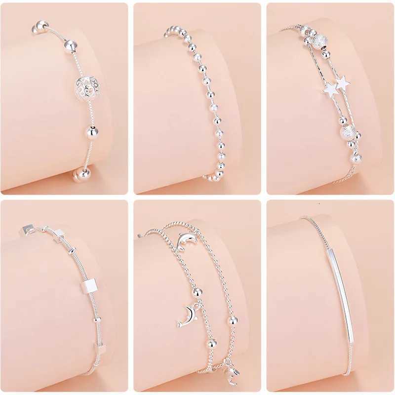 925 Sterling Silver Lucky Bead Charm Bracelet For Women Chain Round Bangles Fashion Luxury Quality Jewelry Christmas AccessoriesT251110