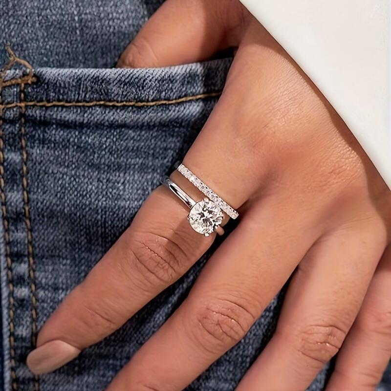 Solitaire Moissanite Engagement Ring, 1CT D Color VVS1 Clarity, White Gold Plated, Ideal Gift for Women