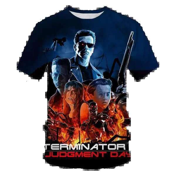 New Classic Movie Terminator 3D Printed Men's and Women's Short Sleeve Oversized T-shirt Haruku Loose Children's Y2K Top