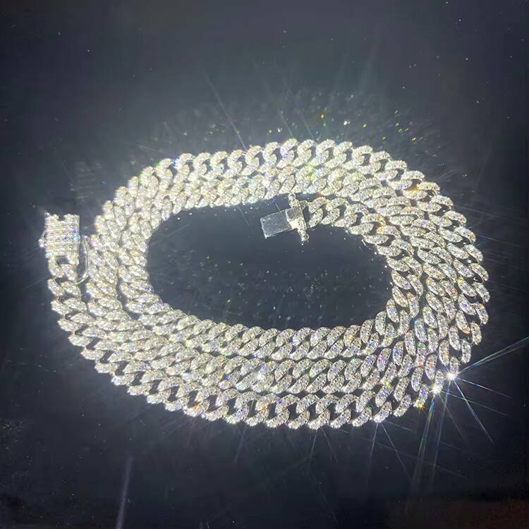 Wholesale Custom Anklets Bling Moissanite Diamond Miami Cuban Link Chain Anklet 60mm Hip Hop Women Body Jewelry