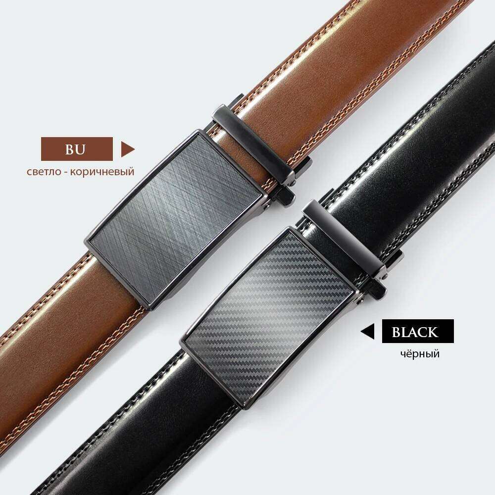 Mens Automatic Genuine Leather Belt Male Leisure Fashion Ratchet Belts for Men Pants Waistband