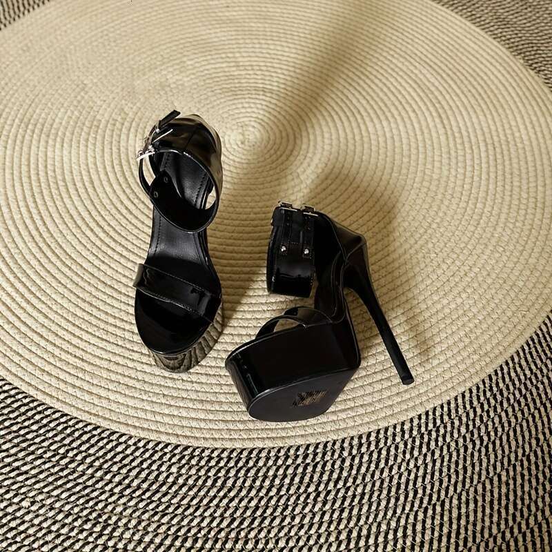 Black Cover Stiletto Sandals For Women - Sexy High Heel Summer Shoes With Ankle Straps & Buckles, Breathable Design, Round Toe, Rubber Sole, Fashion A