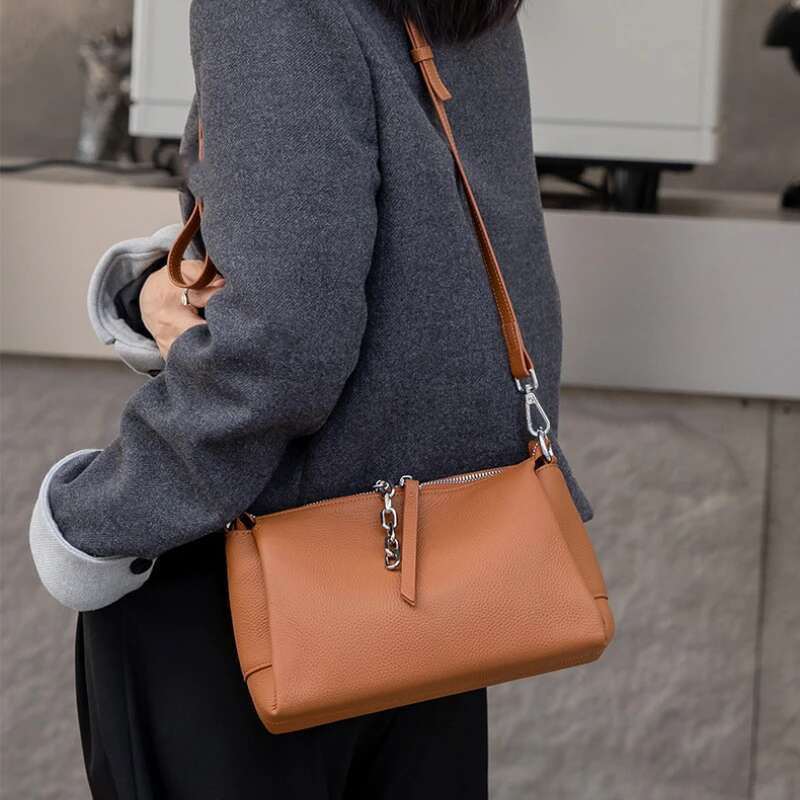 Premium Genuine Cowhide Leather Crossbody Shoulder Bag Spacious Square Design & Versatile Women's Everyday Tote