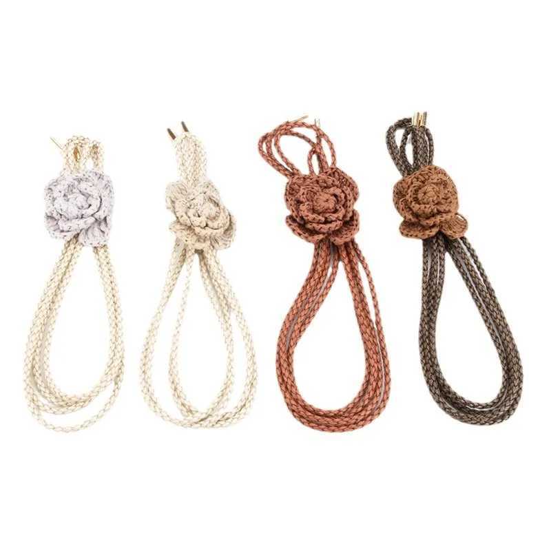 New ethnic style woven waist chain Wen embossed dress paradigm floral chain belt X250410