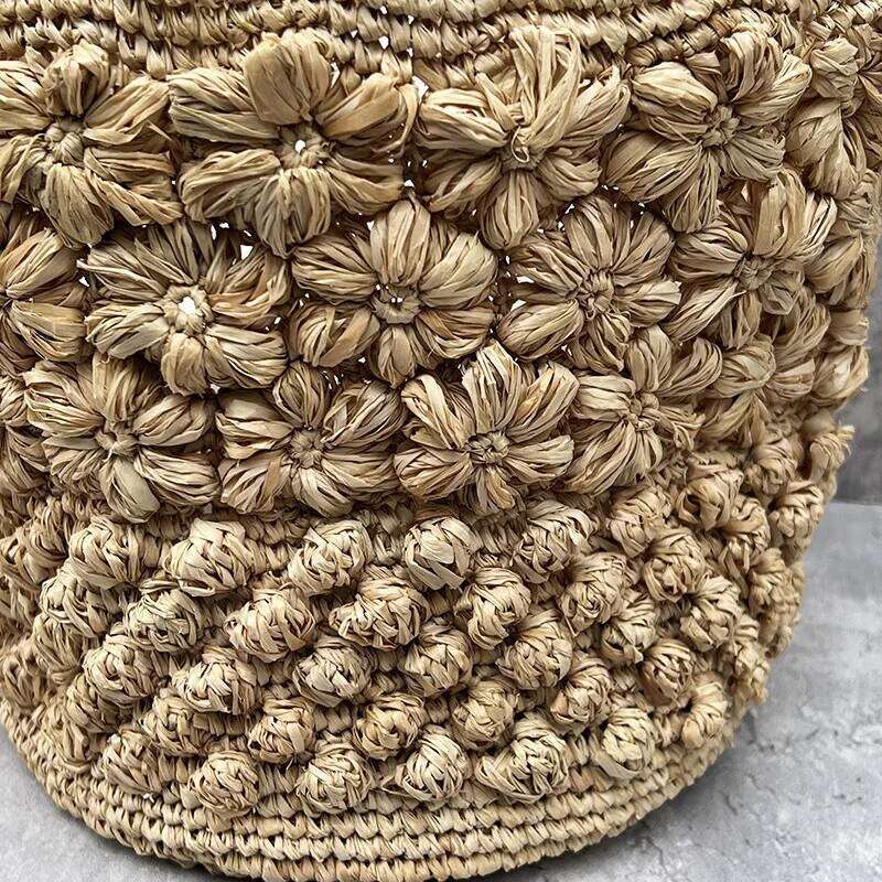 Bohemian Raffia Beach For Bucket Luxury Flower Straw Bag Women Handbag Handmade Travel Rattan Shoulder Bags Tote