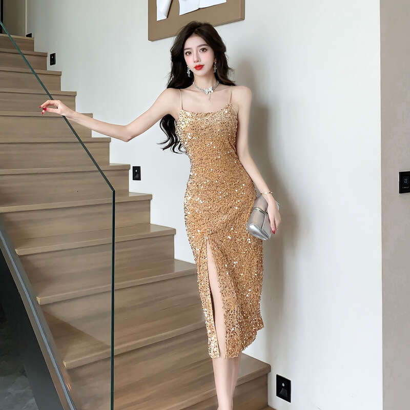 Women's Clothing Wholesale Southeast Asia Sequin Strap Shiny Light Luxury Elegant Evening Night club maxi dress SEXY DRESSES FOR WOMEN