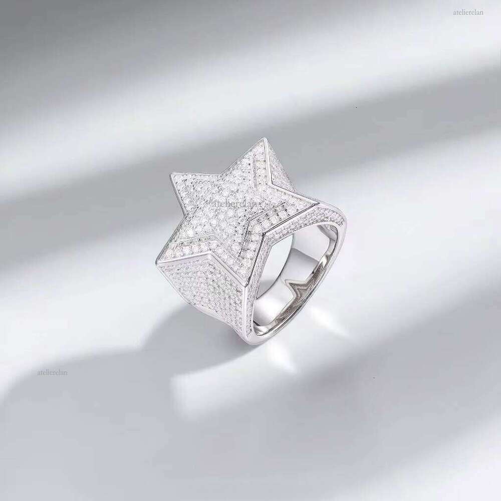 Hip-Hop VVS Hui Shi Ring Men's Style S925 Sterling Silver Gold-Plated Engagement Jewelry