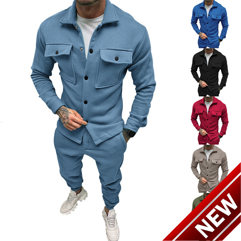 2024 plus size fashionable mens suit spring and autumn two-piece set trendy suede casual jacket pants