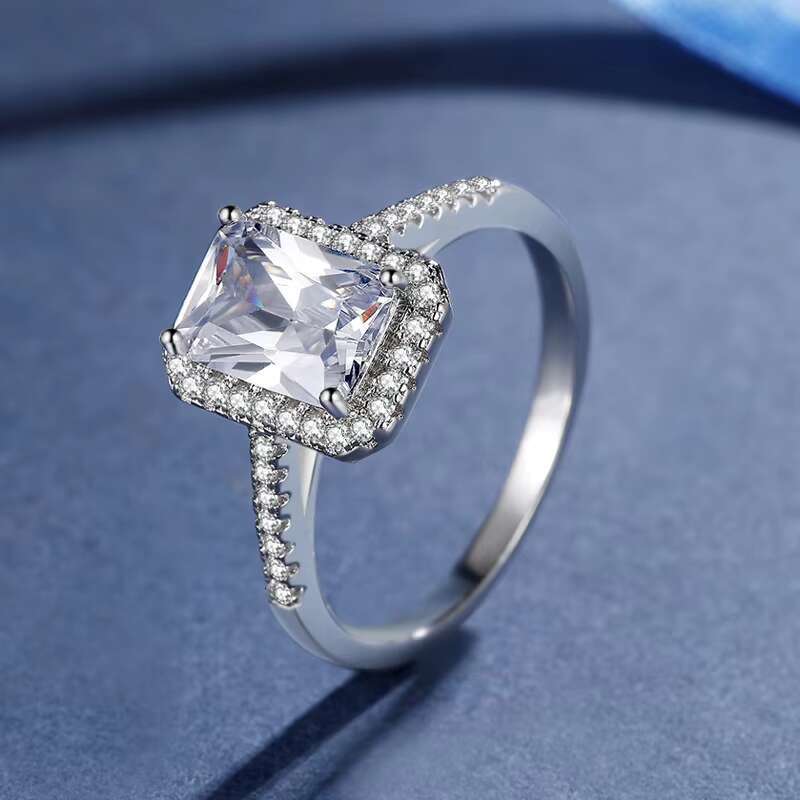 Crown Mosan Stone Platinum Ring Diamond Engagement Wedding Couple Diamond Ring Cross Border Wholesale Large Hand Jewelry