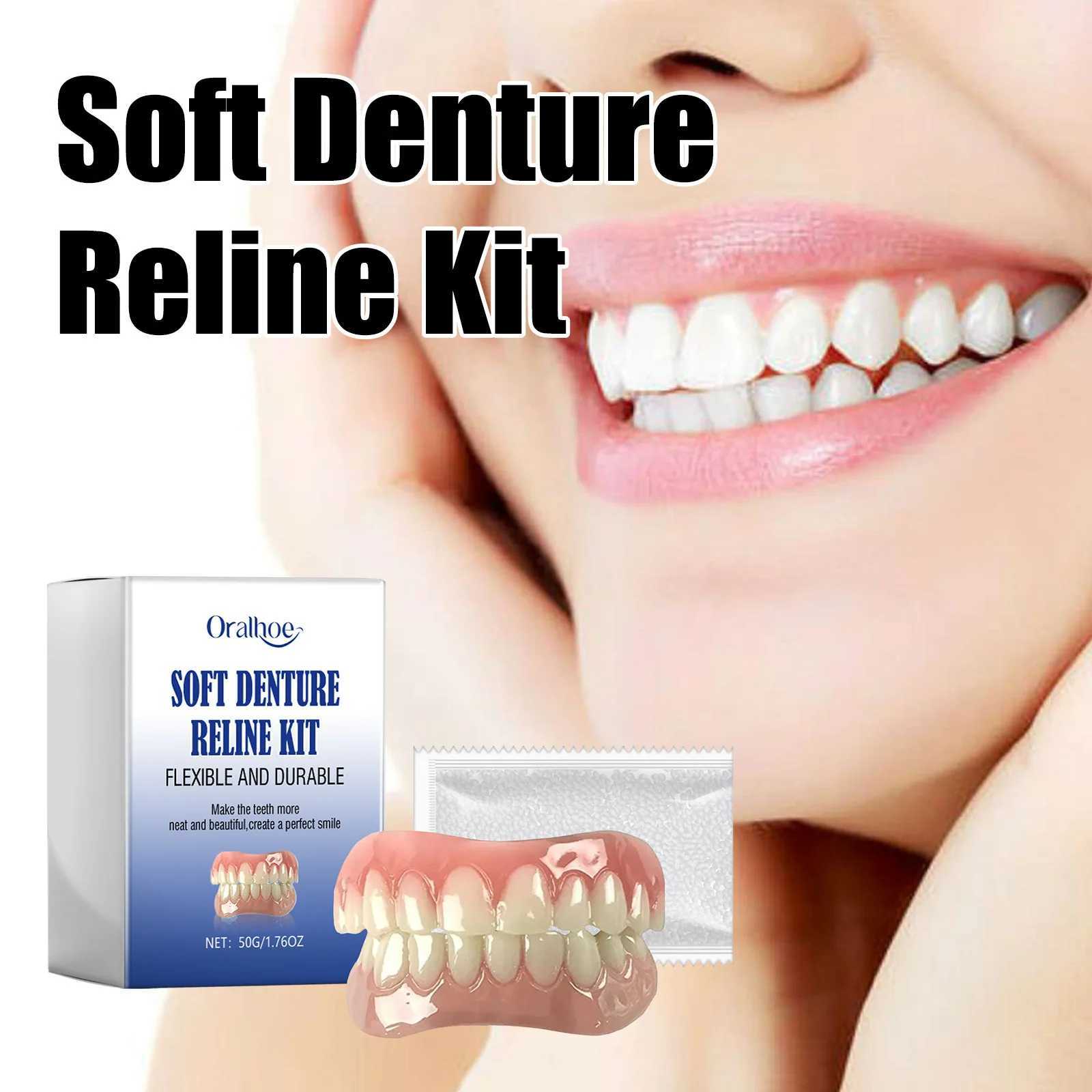 Oralhoe 50g denture support kit with silicone upper and lower veneers for smile restoration of tooth gaps soft tooth pad support M250410