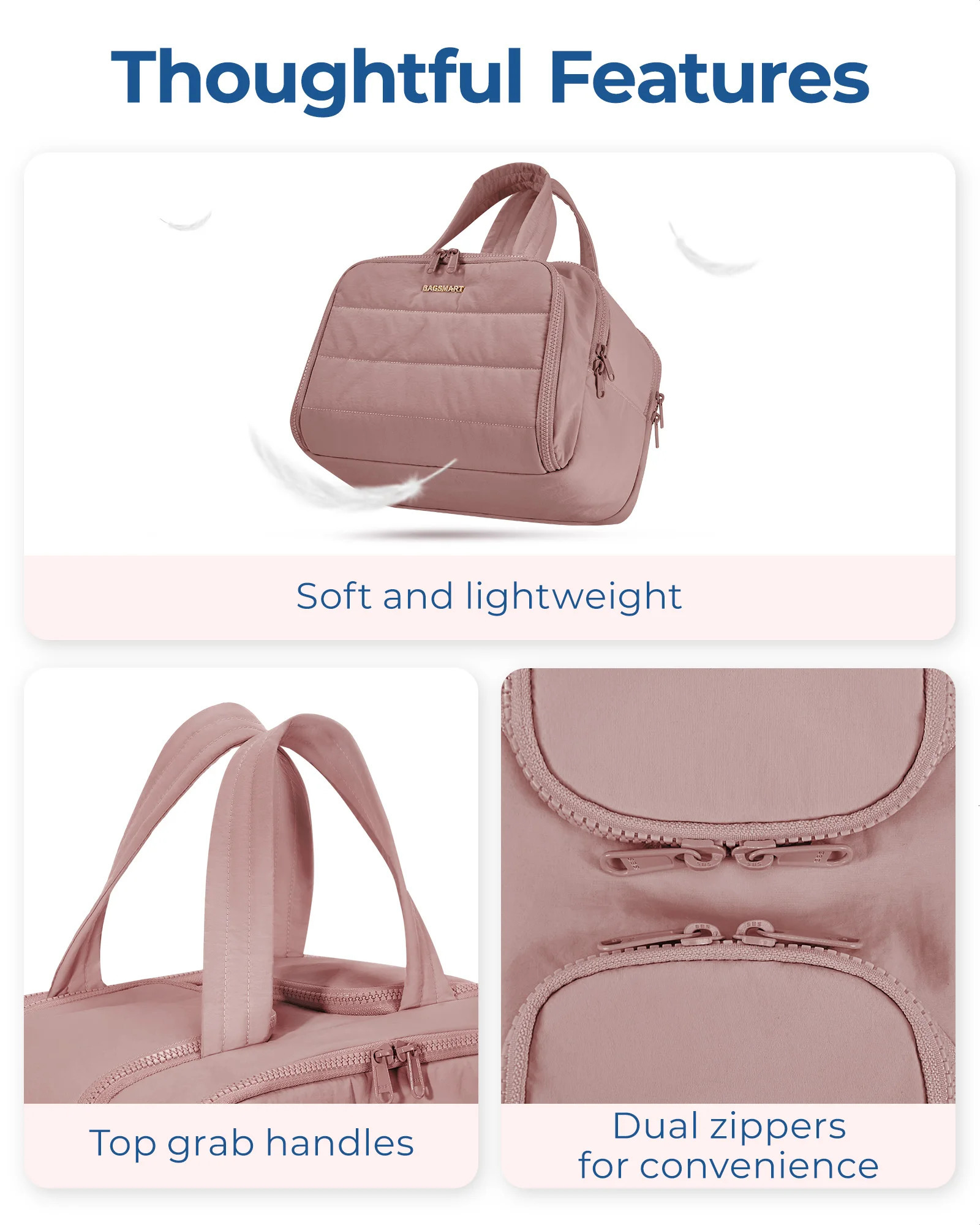 BAGSMART Large Capacity Travel Toiletry Bag Opening Makeup Portable Cosmetic Storage With Handle For Accessories Toiletr 251110