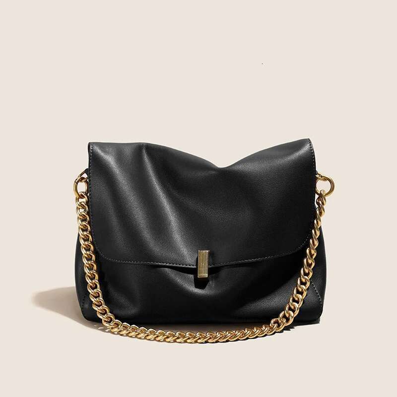 Women Large Korean Cow Flap Shoulder Chain Bag Solid Genuine Leather Female Crossbody Handbag Messenger