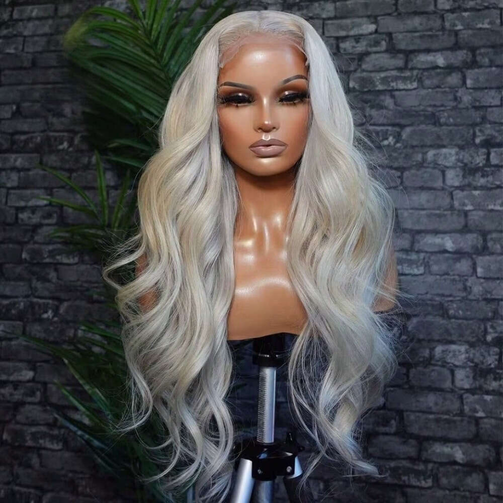13X4 Platinum Transparent Colored Frontal With Baby 40 Inch 200% Density Body Wave Blonde Human Hair Lace Front Wig For Women