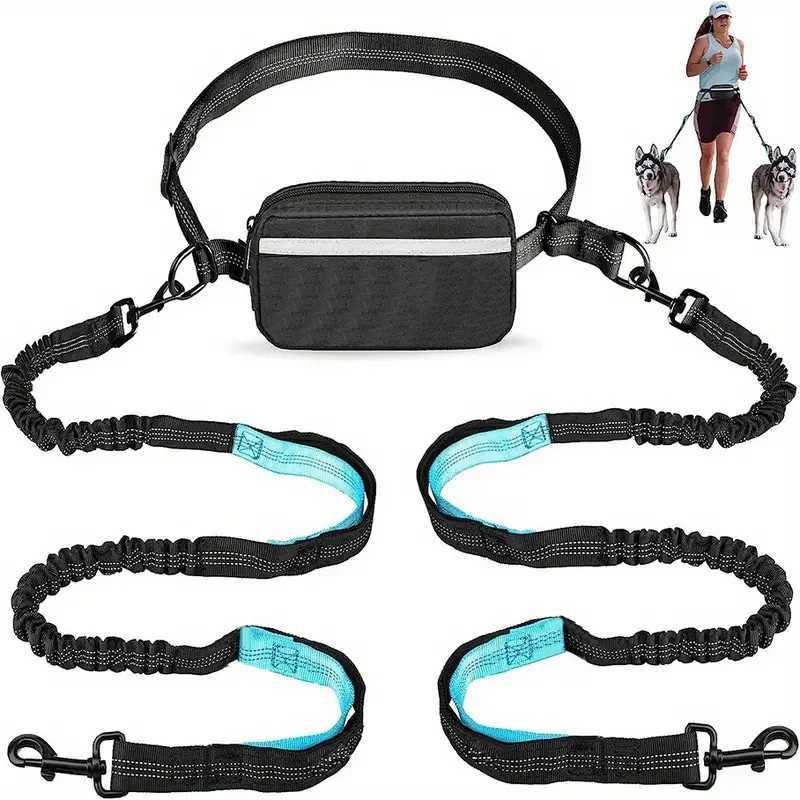 Adjustable Hands-Free Dog Running Leash with Double Handles and Elastic Retractable Rope for Large and Medium Dogs - Perfect for J251110
