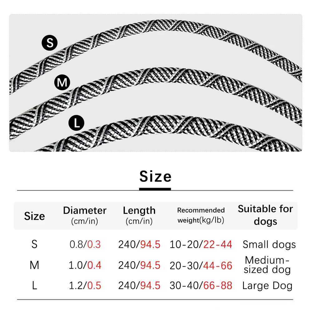 S/M/L Reflective Nylon Leashes Pet Dogs Chain Traction Rope Leads for Running Free Hands Rope Chain for Small Large Dogs Walking J251110