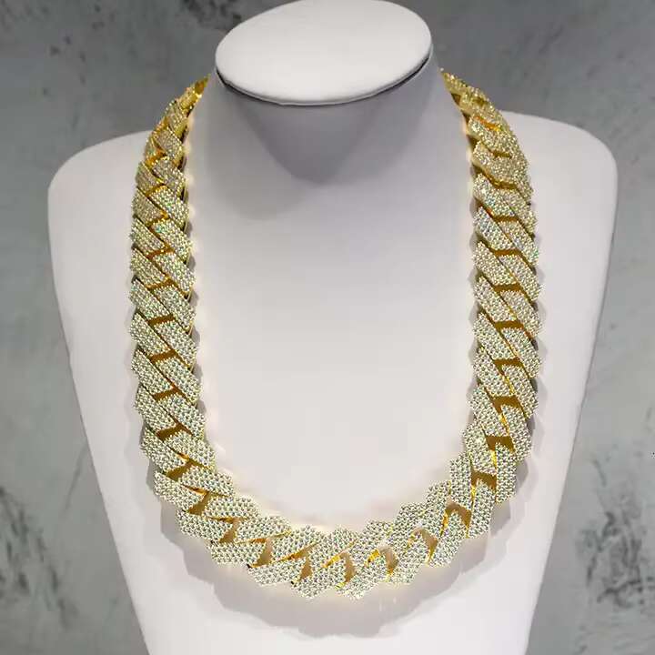 Iced Jewelry Pure Sier 24mm 4-Row Hip Hop Moissanite Cuban Chain