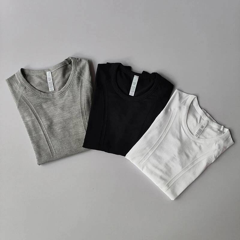 Yoga Sports Tops Women's Round Neck Long Sleeves Seamless Slimming Breathable Running Pula Speed Drying Fitness Clothes