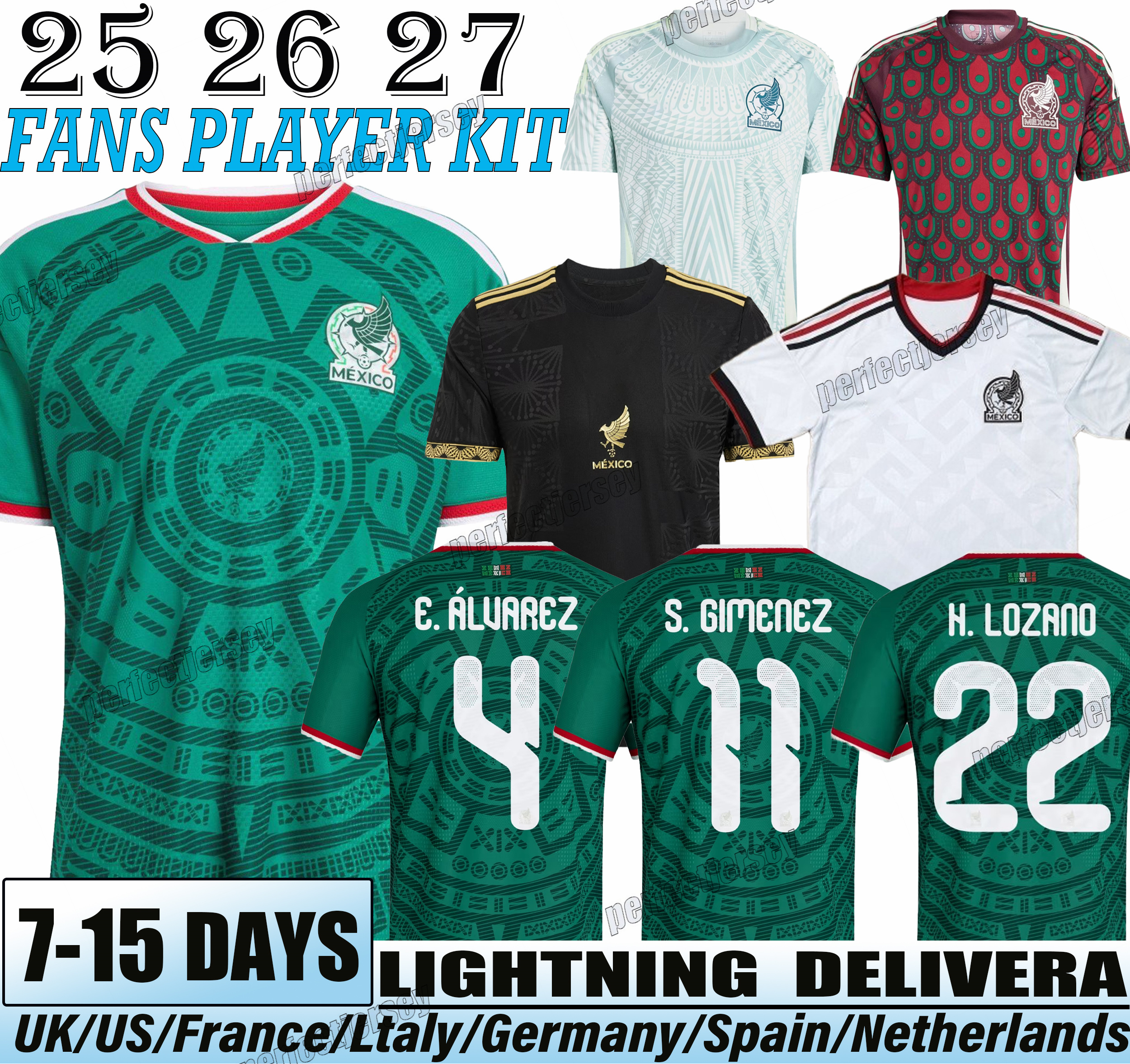 2026 mexico jersey Gold Cup soccer jersey A.VEGA #21 C.HUERTA #4 E.ALVAREZ #16 J.QUINONES jersey #18 L.CHAVEZ #7 L.ROMO #17 ORBELIN football shirt Men Kids kit