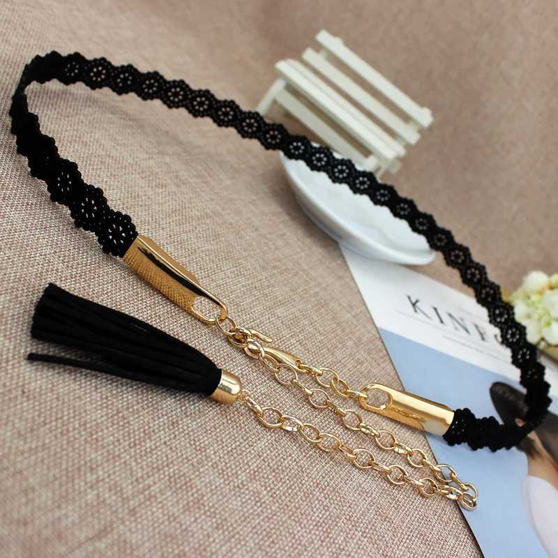Fashion metal chain waist rope womens tassel belt solid party belt thin dress decoration belt gift X250410