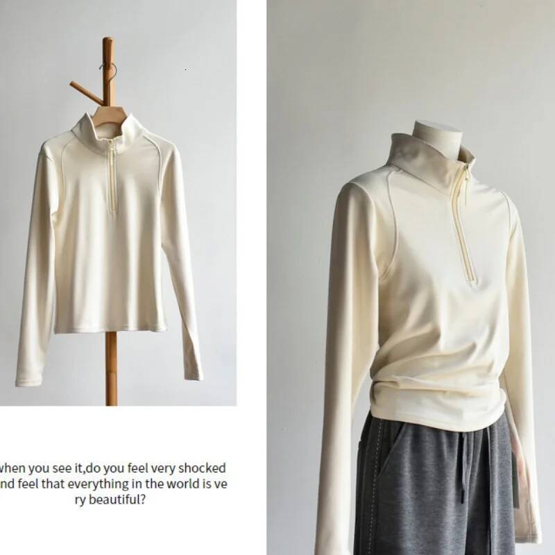 Zipper Collar Women's Sport Fitness Loose Jacket, Casual Long Sleeve Running Top, Solid - Color Yoga Wear Shirt Gym Outerwear