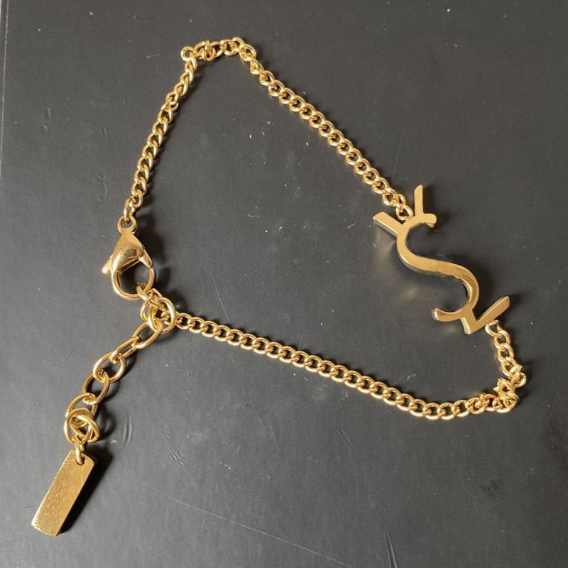 Gold Silver Color Trendy Designer Bracelet Necklace Earrings Simple Letter Bracelet Stainless Steel Luxury Set Fahion Jewelry For Women no box