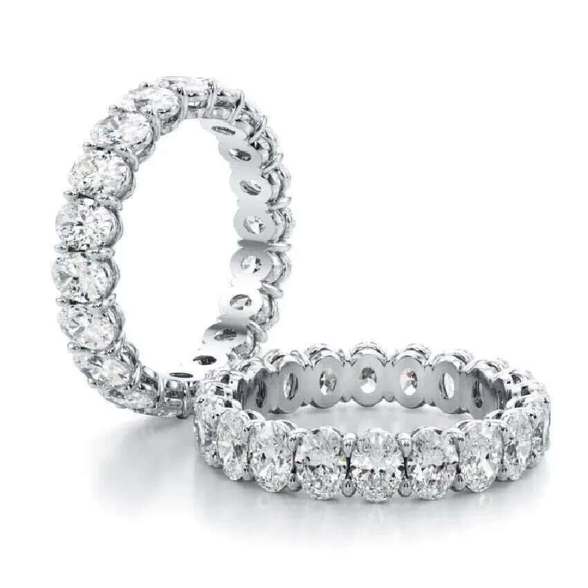 3ctw Lab Grown Created Diamond Wedding Band Ring Oval Cut 14K White Gold CVD HPHT Diamond DEF Color VS-VVS