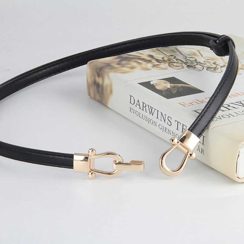 1 piece of fashionable womens adjustable thin synthetic leather strap suitable for tattoos tight jackets dresses belts metal hook buckle belts X250410