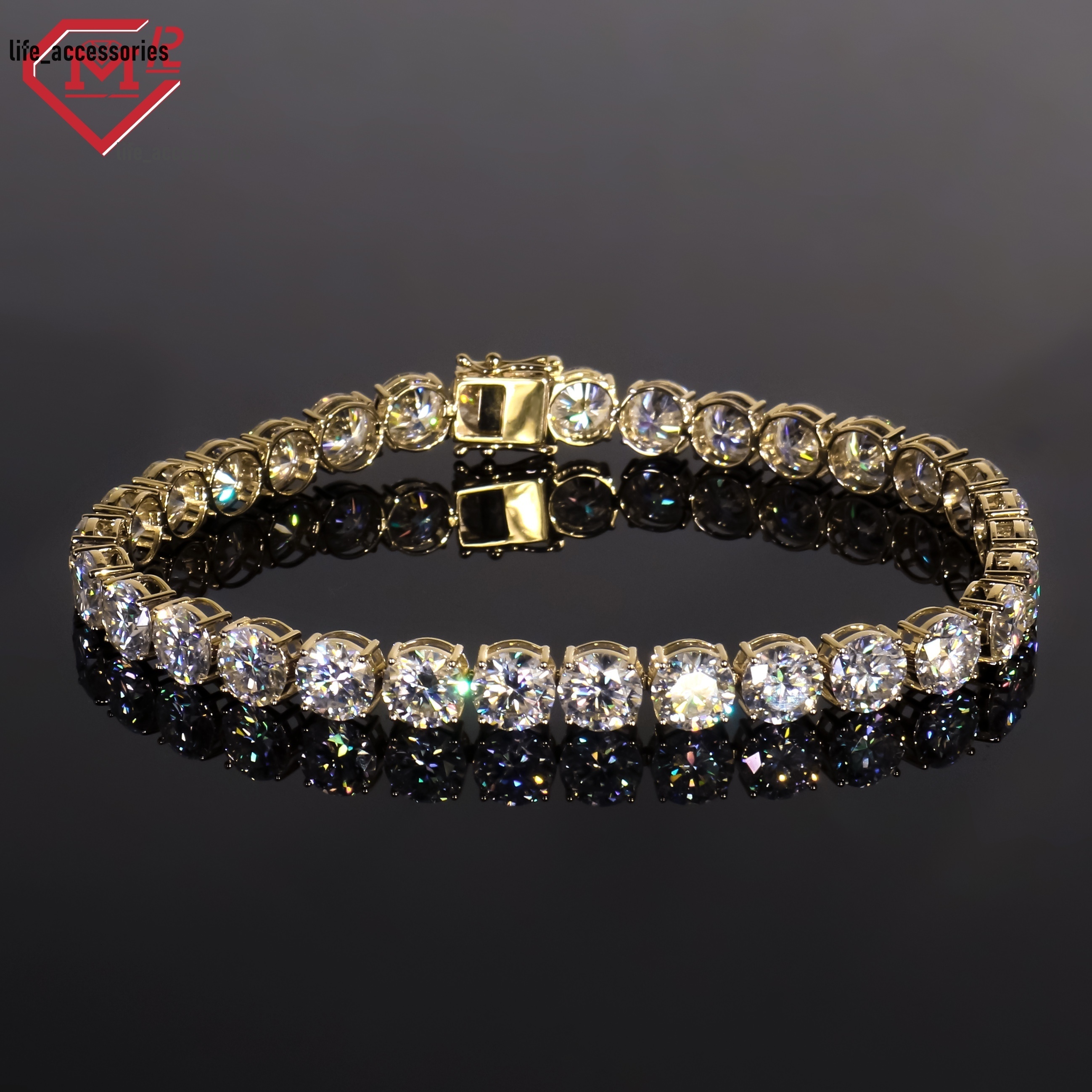 Wholesale Moissanite Tennis Bracelet Chain S925 10K Gold Vvs Iced Out Moissanite Tennis Chain