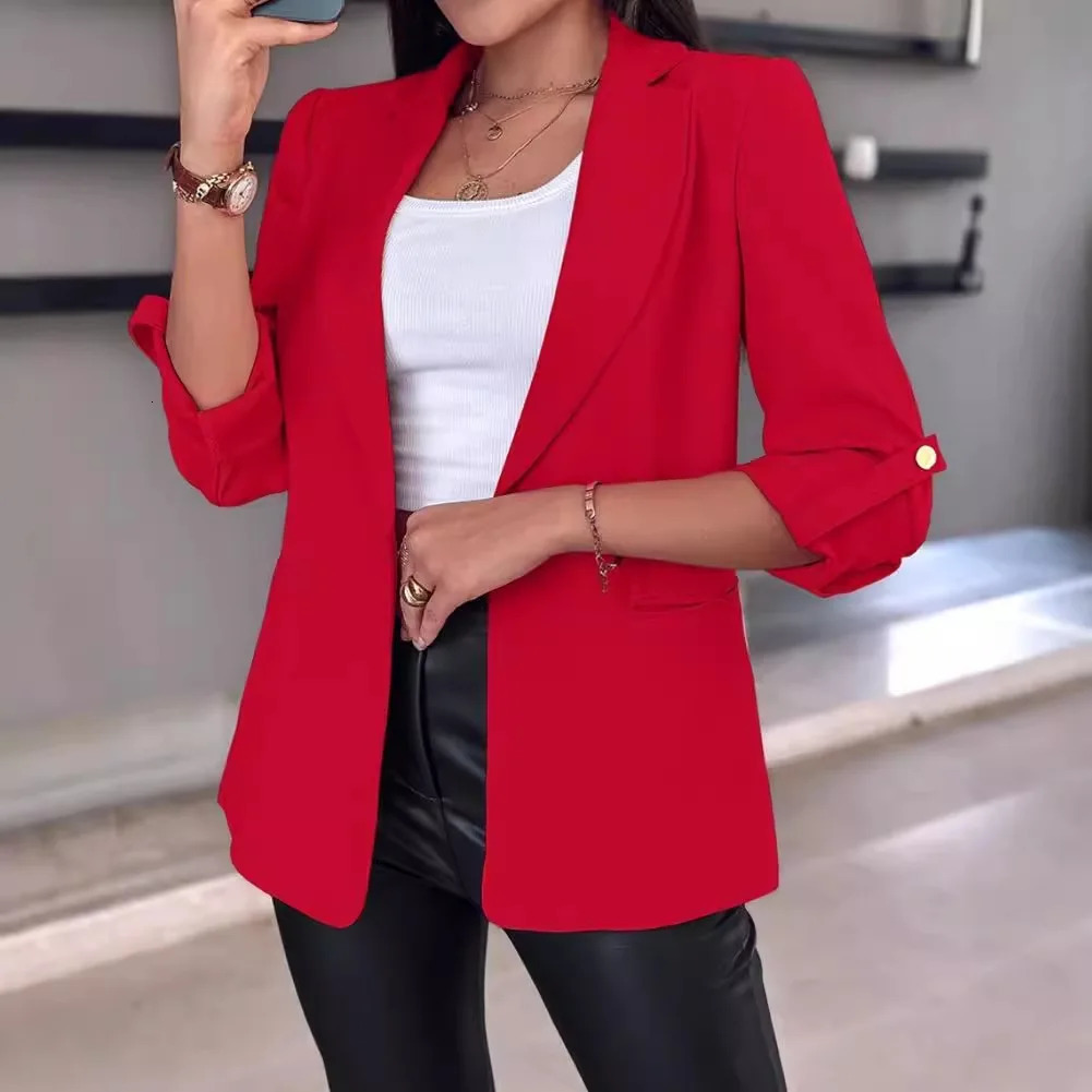 2024 autumn and winter womens fashion warmth casual elegance long sleeved solid color cardigan jacket 250407