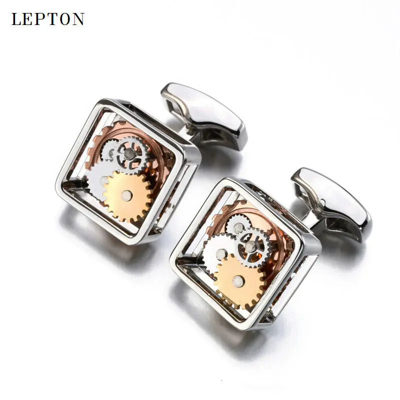 est Square Steampunk Gear Cufflinks Watch Mechanism Gear Cufflinks for men Formal Business wedding cuff links Relojes gemelos 250409